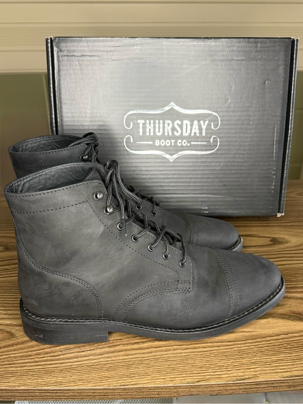 EUC Thursday Boot Co Captain Boots Black Matte Leather Mens Size 11